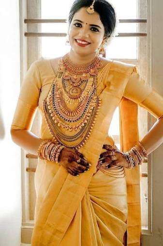 Yellow soft silk blend banarasi jacuard work designer party wear saree with unstitched blouse piece