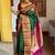 Green pink soft silk blend banarasi jacuard work designer party wear saree with unstitched blouse piece
