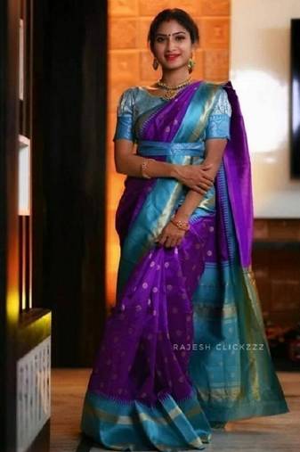 Wine rama soft silk blend banarasi jacuard work designer party wear saree with unstitched blouse piece