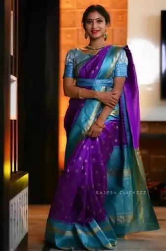 Wine rama soft silk blend banarasi jacuard work designer party wear saree with unstitched blouse piece