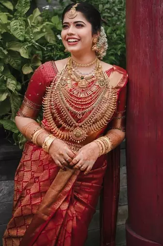 Red  soft silk blend banarasi jacuard work designer party wear saree with unstitched blouse piece