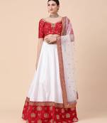 Red Traditional Embroidered Lehenga with Organza Dupatta