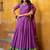 Stunning Purple Zari Weaving Chanderi Traditional Half Saree Lehenga