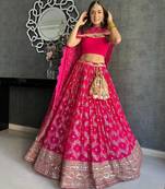 Rani Pink Heavy Embroidered Lehenga Choli