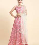 Pink Devsena Silk Embroidered Lehenga Choli Set