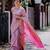 Pink soft silk blend banarasi jacuard work designer party wear saree with unstitched blouse piece