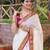 White pink soft silk blend banarasi jacuard work designer party wear saree with unstitched blouse piece