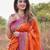Orange soft silk blend banarasi jacuard work designer party wear saree with unstitched blouse piece