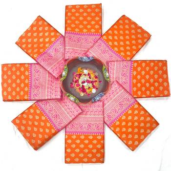 Orange silk blend banarasi saree with unstitched blouse piece 4