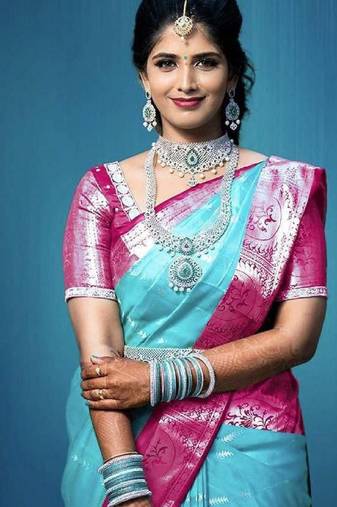 Wine rama soft silk blend banarasi jacuard work designer party wear saree with unstitched blouse piece