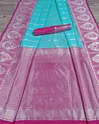 Wine rama silk blend banarasi saree with unstitched blouse piece 5