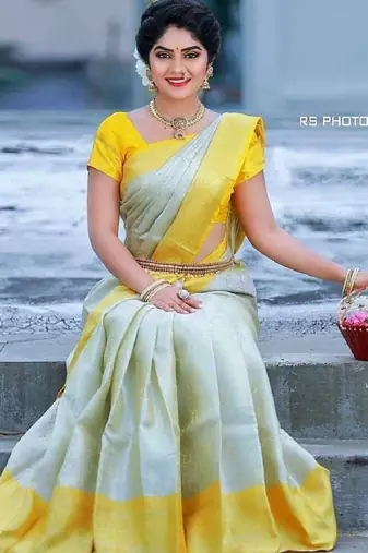 White yellow soft silk blend banarasi jacuard work designer party wear saree with unstitched blouse piece