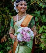 Light green red silk blend banarasi saree with unstitched blouse piece