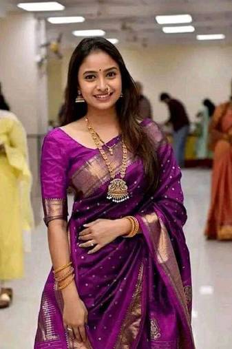 Wine soft silk blend banarasi jacuard work designer party wear saree with unstitched blouse piece