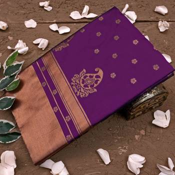 Wine silk blend banarasi saree with unstitched blouse piece 2