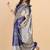 Blue grey soft silk blend banarasi jacuard work designer party wear saree with unstitched blouse piece