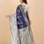 Blue grey soft silk blend banarasi jacuard work designer party wear saree with unstitched blouse piece