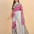 Pink grey soft silk blend banarasi jacuard work designer party wear saree with unstitched blouse piece