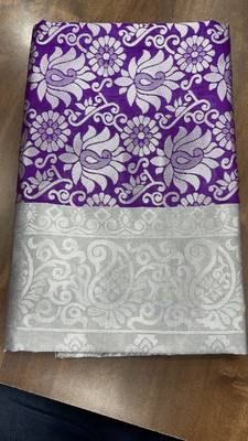 Lavender grey silk blend banarasi saree with unstitched blouse piece 2