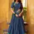 Wonderful Navy Blue Zari Weaving Chanderi Event Wear Half Saree Lehenga
