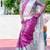 Pink grey soft silk blend banarasi jacuard work designer party wear saree with unstitched blouse piece