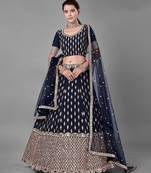 Navy Blue Wedding Wear Designer Lehenga Set