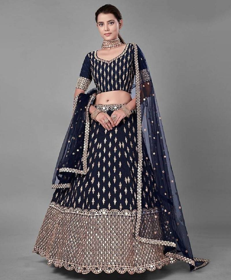 Navy Blue Wedding Wear Designer Lehenga Set
