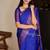 Blue soft silk blend banarasi jacuard work designer party wear saree with unstitched blouse piece