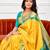 Yellow turquoise soft silk blend banarasi jacuard work designer party wear saree with unstitched blouse piece