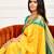 Yellow turquoise soft silk blend banarasi jacuard work designer party wear saree with unstitched blouse piece