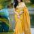 Yellow soft silk blend banarasi jacuard work designer party wear saree with unstitched blouse piece