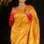 Yellow soft silk blend banarasi jacuard work designer party wear saree with unstitched blouse piece