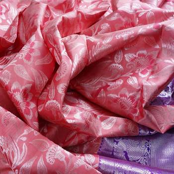 Pink lavender silk blend banarasi saree with unstitched blouse piece 2