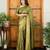 Green soft silk blend banarasi jacuard work designer party wear saree with unstitched blouse piece