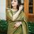 Green soft silk blend banarasi jacuard work designer party wear saree with unstitched blouse piece
