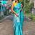 Sky blue soft silk blend banarasi jacuard work designer party wear saree with unstitched blouse piece