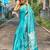 Sky blue soft silk blend banarasi jacuard work designer party wear saree with unstitched blouse piece