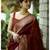 Maroon soft silk blend banarasi jacuard work designer party wear saree with unstitched blouse piece