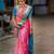 Pink turqoise soft silk blend banarasi jacuard work designer party wear saree with unstitched blouse piece