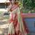 Off white pink soft silk blend banarasi jacuard work designer party wear saree with unstitched blouse piece