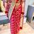 Red soft silk blend banarasi jacuard work designer party wear saree with unstitched blouse piece