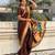 Brown soft silk paithani nauvari zari weaving saree with matching blouse piece