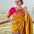 Yellow pink soft silk blend banarasi jacuard work designer party wear saree with unstitched blouse piece