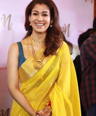 Yellow silk blend banarasi saree with unstitched blouse piece 1