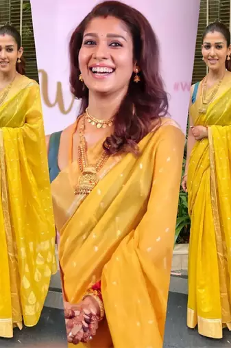 Yellow silk blend banarasi saree with unstitched blouse piece