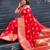 Red soft silk blend banarasi jacuard work designer party wear saree with unstitched blouse piece