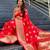 Red soft silk blend banarasi jacuard work designer party wear saree with unstitched blouse piece