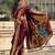 Burgundy soft silk paithani nauvari zari weaving saree with matching blouse piece