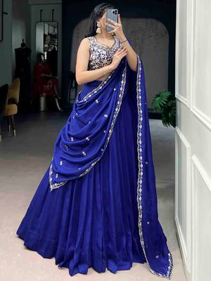 Beautiful Blue Silk Festive Wear Lehenga And Embroidered Choli 4