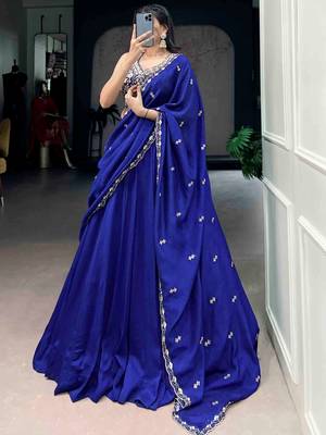 Beautiful Blue Silk Festive Wear Lehenga And Embroidered Choli 5